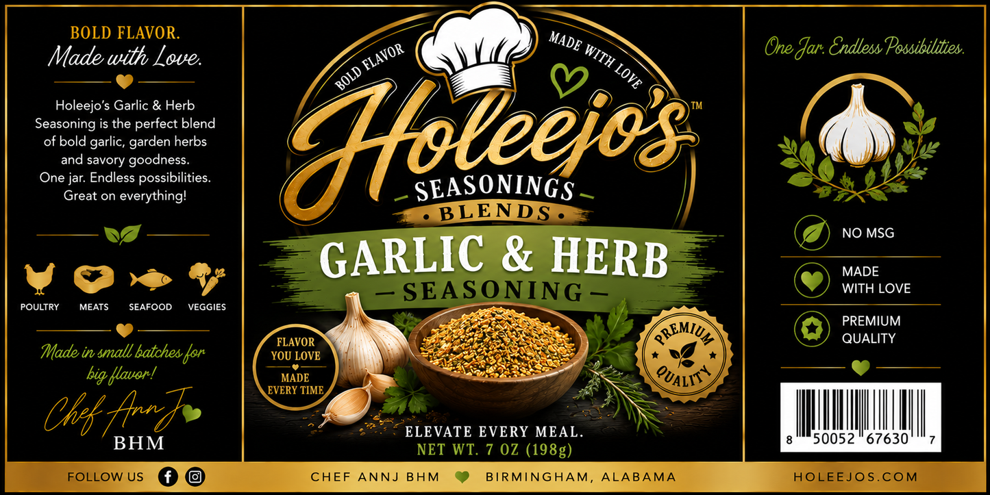 Garlic & Herb Seasoning 7oz shaker